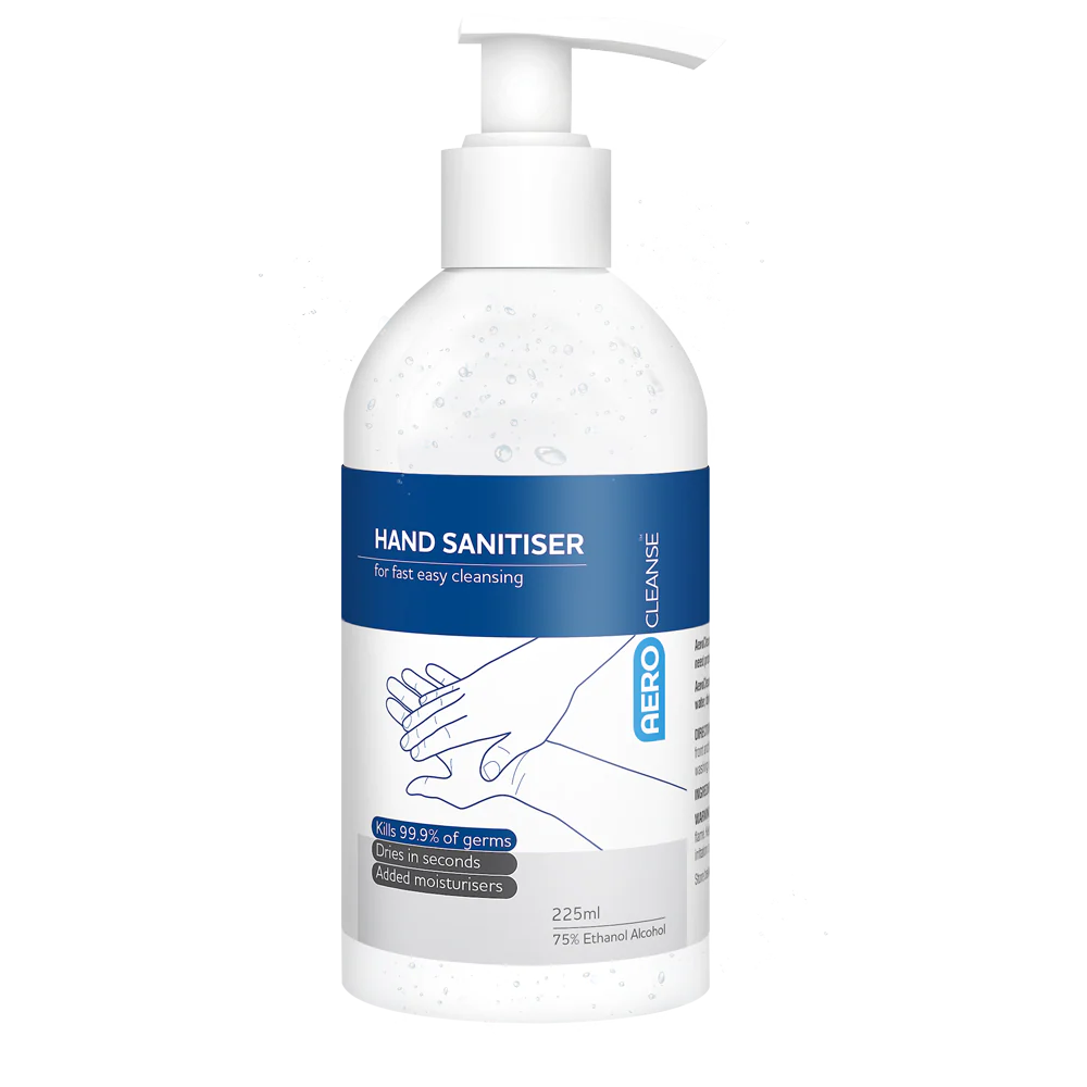 AEROCLEANSE 75% Alcohol Hand Sanitiser Pump Bottle 225mL (DG)