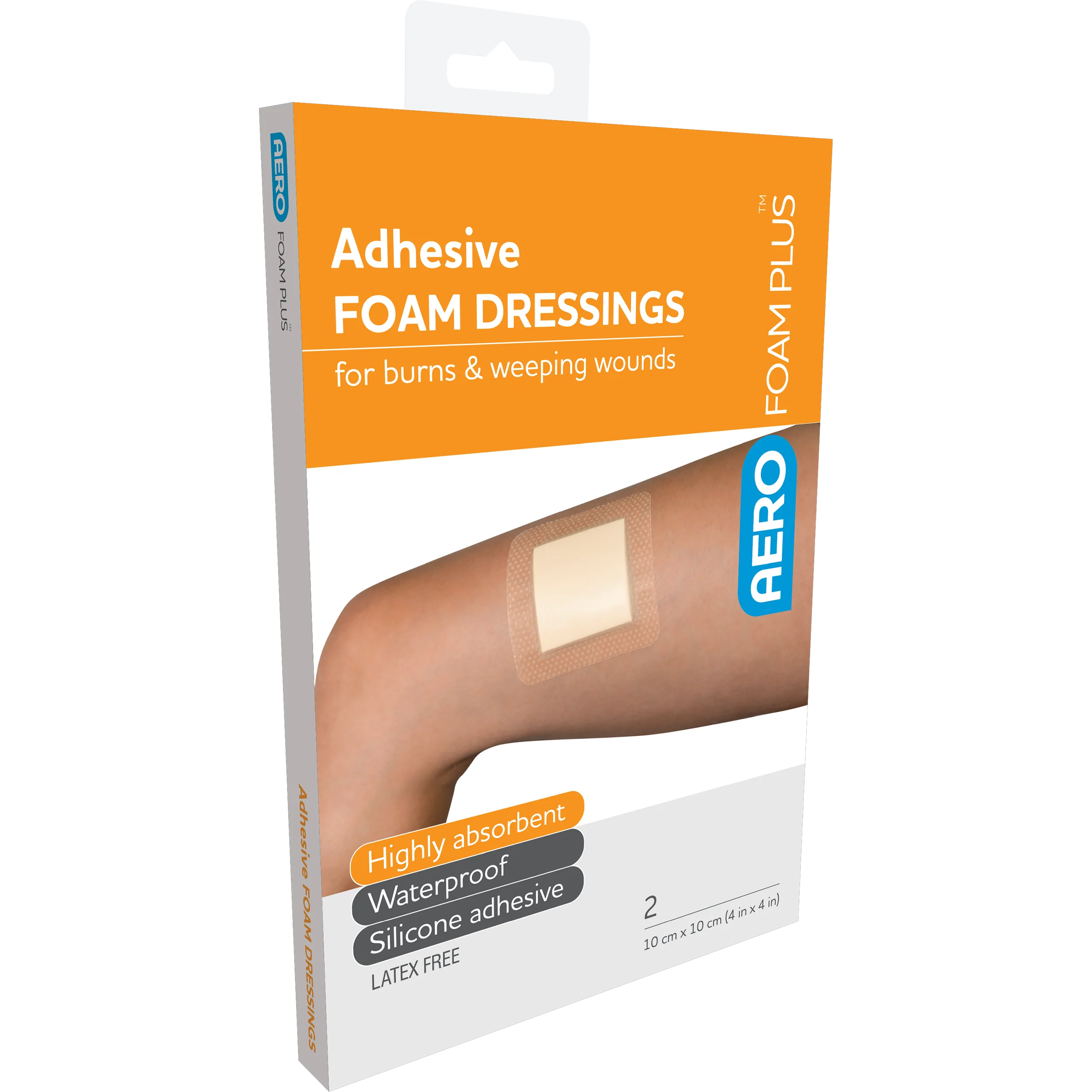 AEROFOAM PLUS Adhesive Foam Dressings 10 x 10cm Box/2