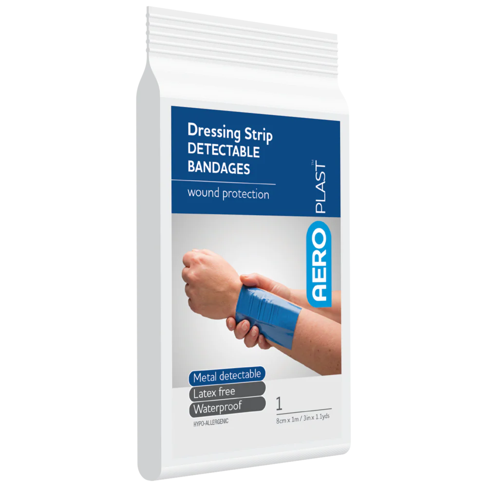AEROPLAST Premium Detectable Dressing Strip 8cm x 1M Min order x 12