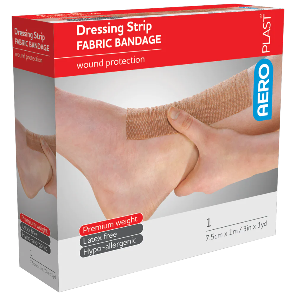AEROPLAST Premium Fabric Dressing Strip 7.5cm x 1M Min Order x 12