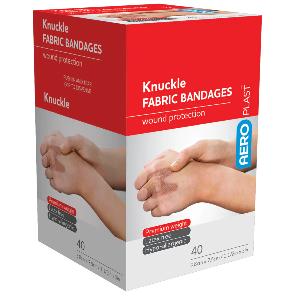 AEROPLAST Premium Fabric Knuckle Dressings 7.5 x 3.8cm Box/40 Min Order x 12