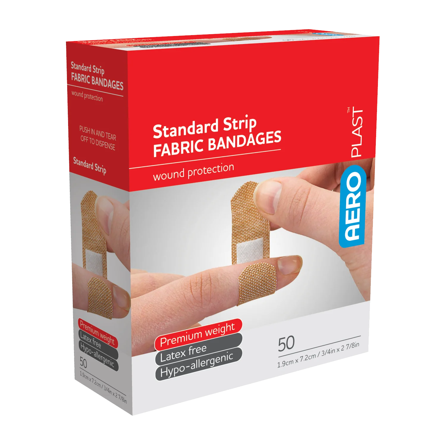 AEROPLAST Premium Fabric Standard Strip 7.2 x 1.9cm Box/50 Min Order x 12