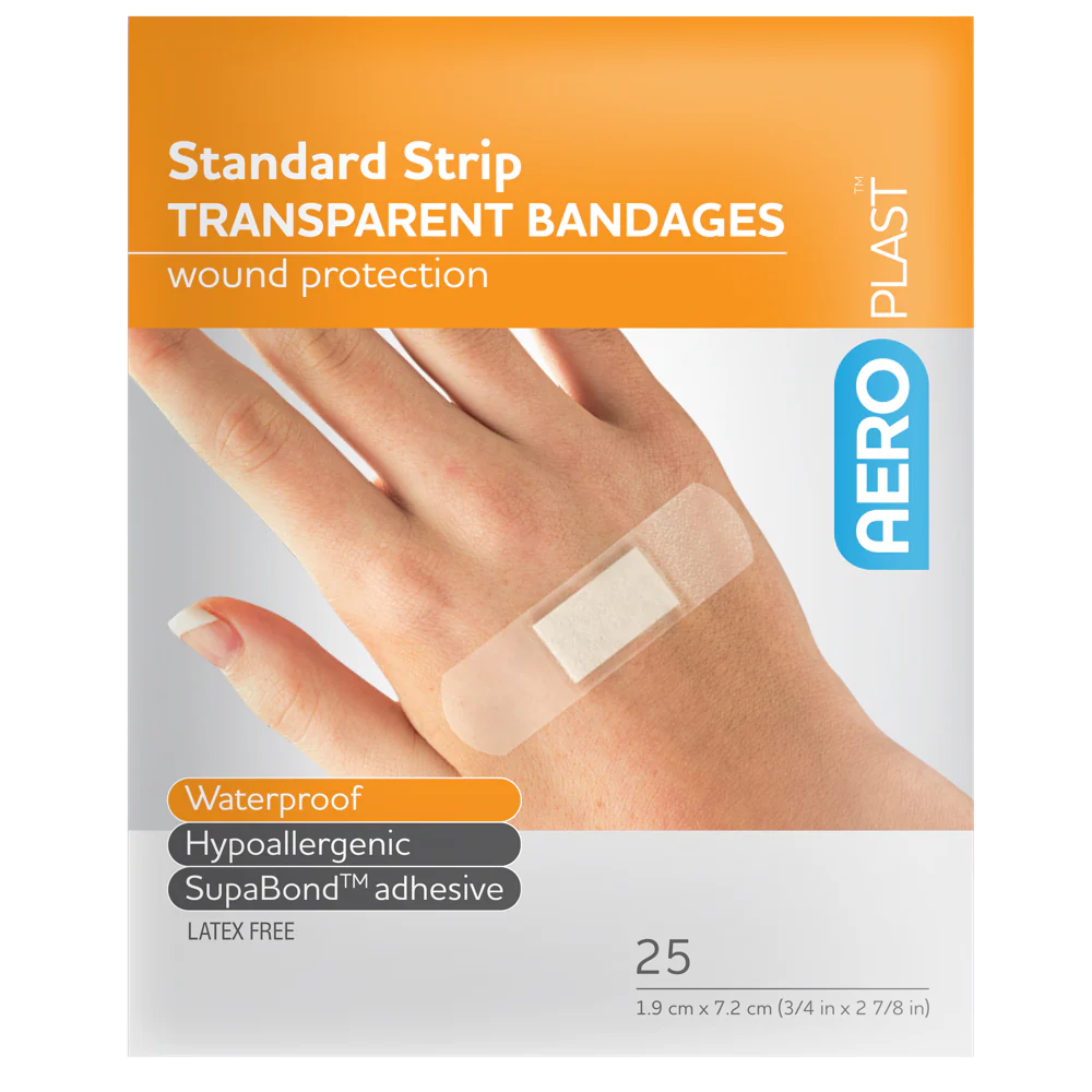 AEROPLAST Transparent Standard Strip 7.2 x 1.9cm Env/25 Min Order: 20
