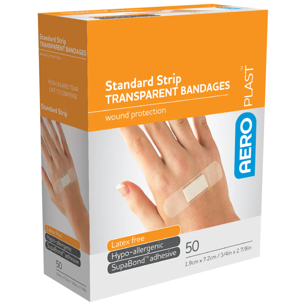 AEROPLAST Transparent Standard Strip 7.2 x 1.9cm Box/50 Min Order: 12