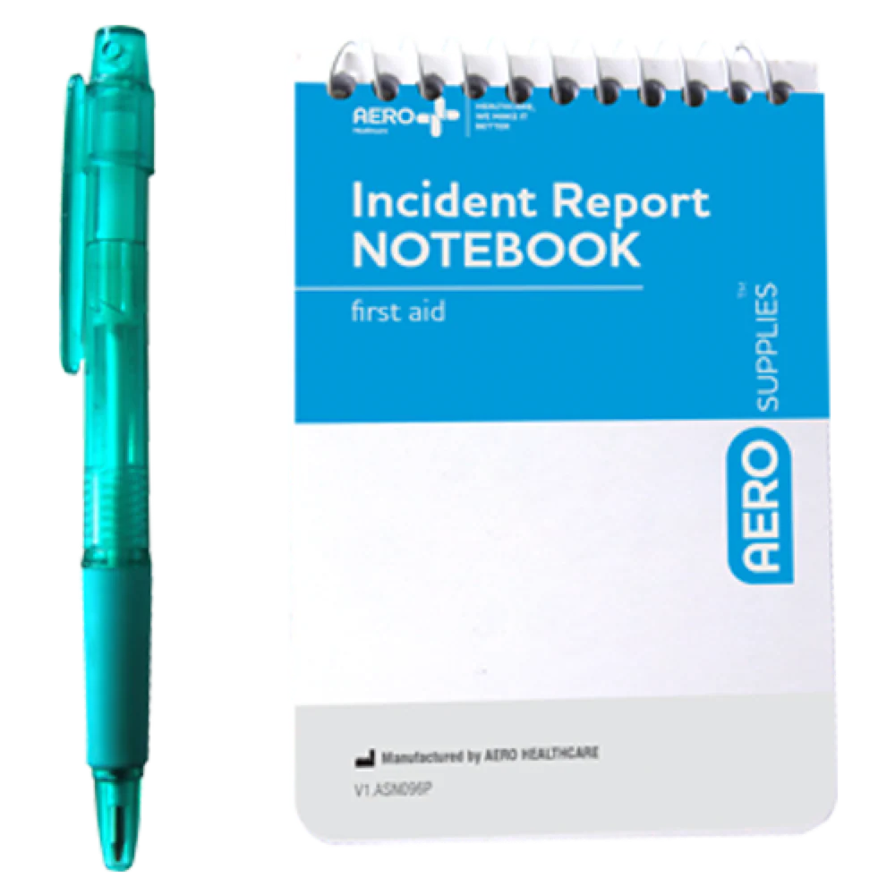 AEROSUPPLIES First Aid Notebook with Pen (Box of 10)