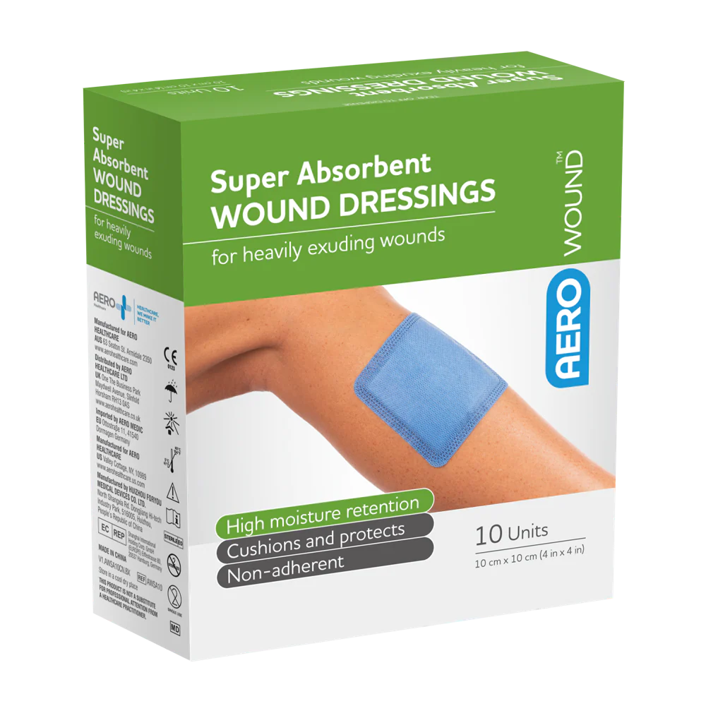 AEROWOUND Super Absorbent Wound Dressing 10 x 10cm Box/10