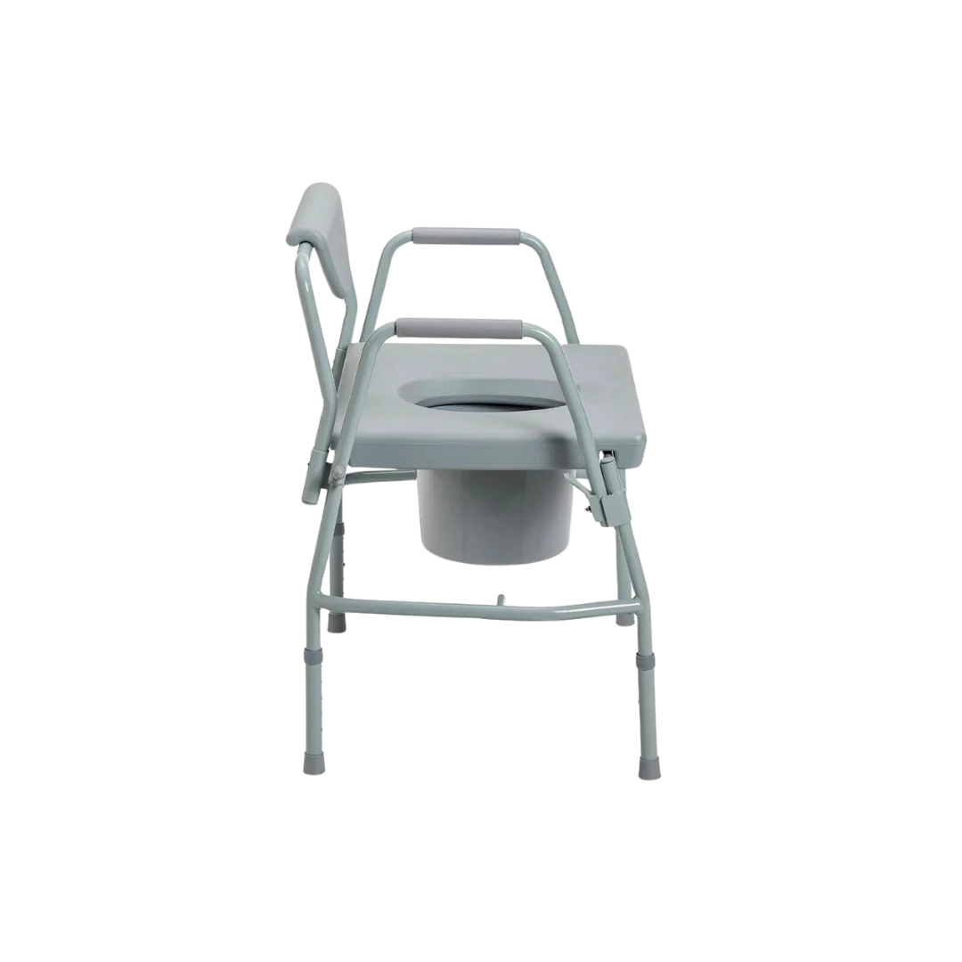Extra-Wide Bariatric Commode Chair with Drop-Down Arms and Padded Seat (285kg SWL) - Image 3
