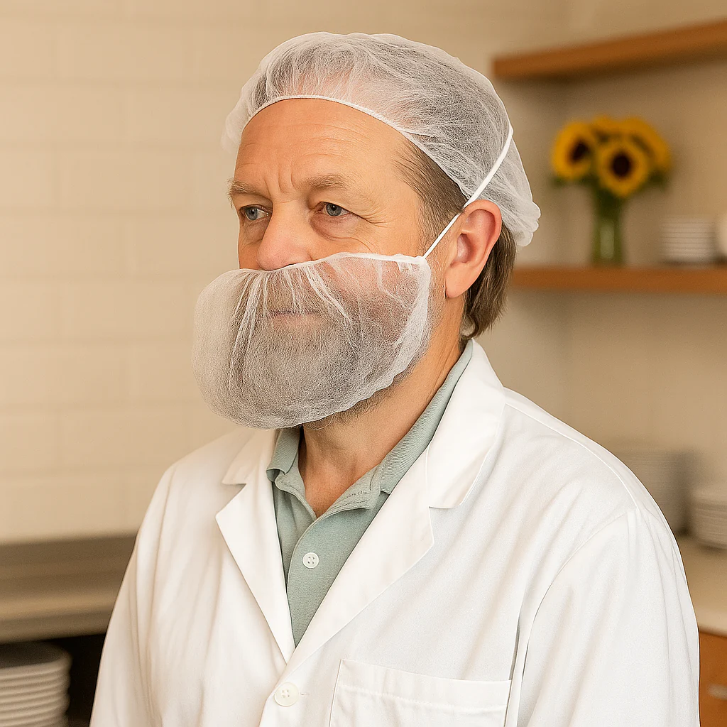 Beard Cover Disposable White Ear Loop L/Free B100 - Image 2