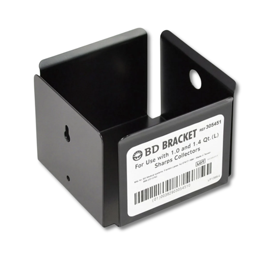Bio-Hazard Wall Bracket 1.4Ltr B.D Metal Sharps Black