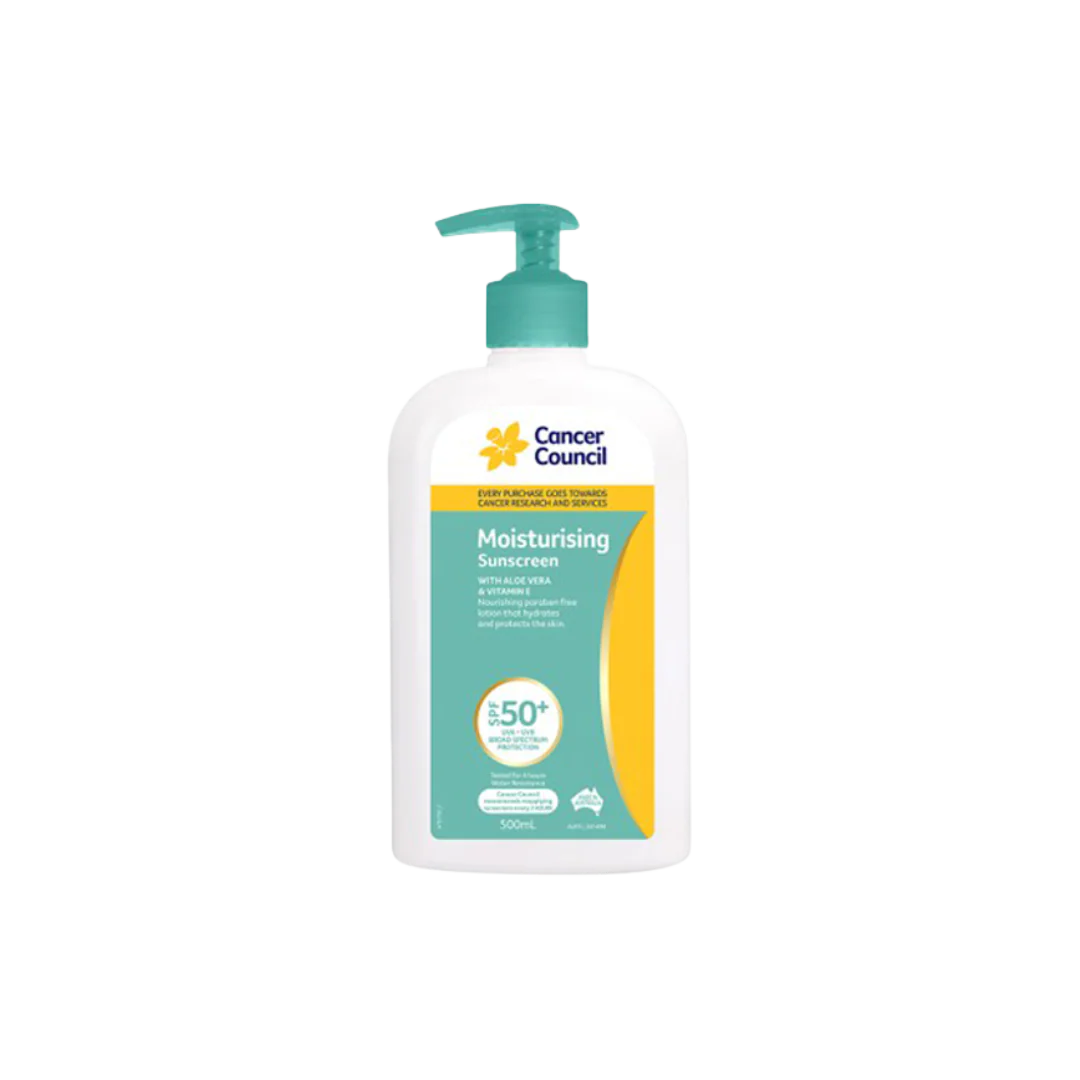 CANCER COUNCIL SPF50+ Moisturising Sunscreen Pump 500mL (Box of 12)