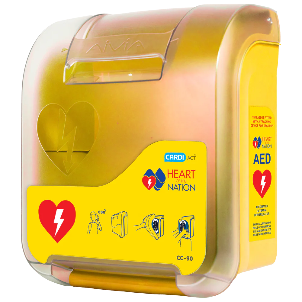 CARDIACT Alarmed AED Cabinet 'Heart of the Nation' (Yellow) 41 x 33 x 19cm