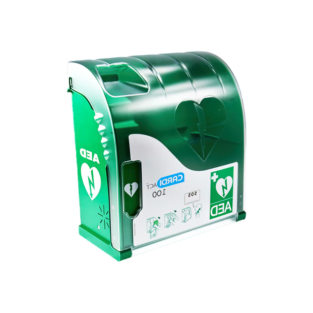 Custom Green Outdoor Alarmed AED Cabinet 42 x 38 x 15cm
