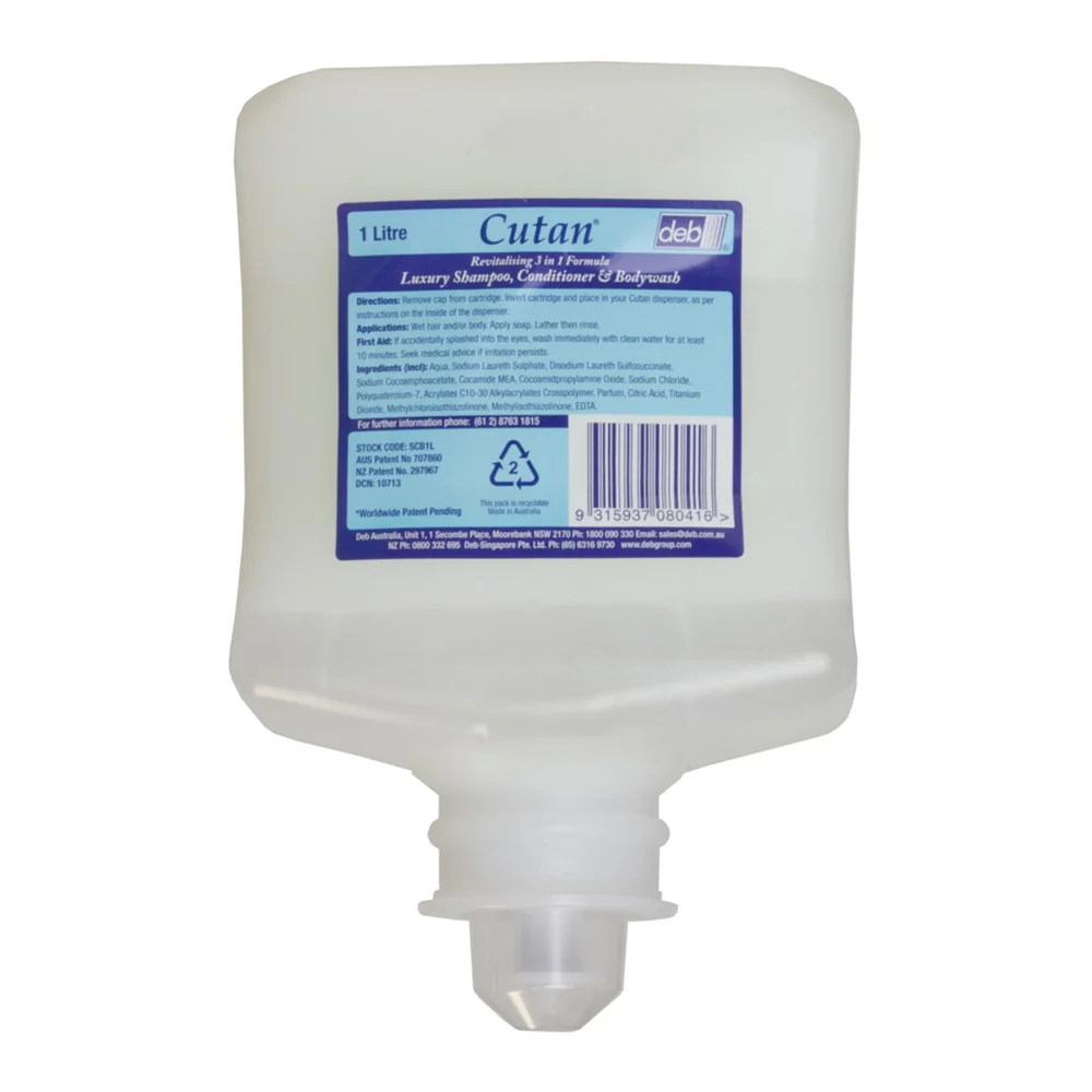 Cutan 3 In 1 Shower Care - Hair & Body Wash 1ltr Cartridge