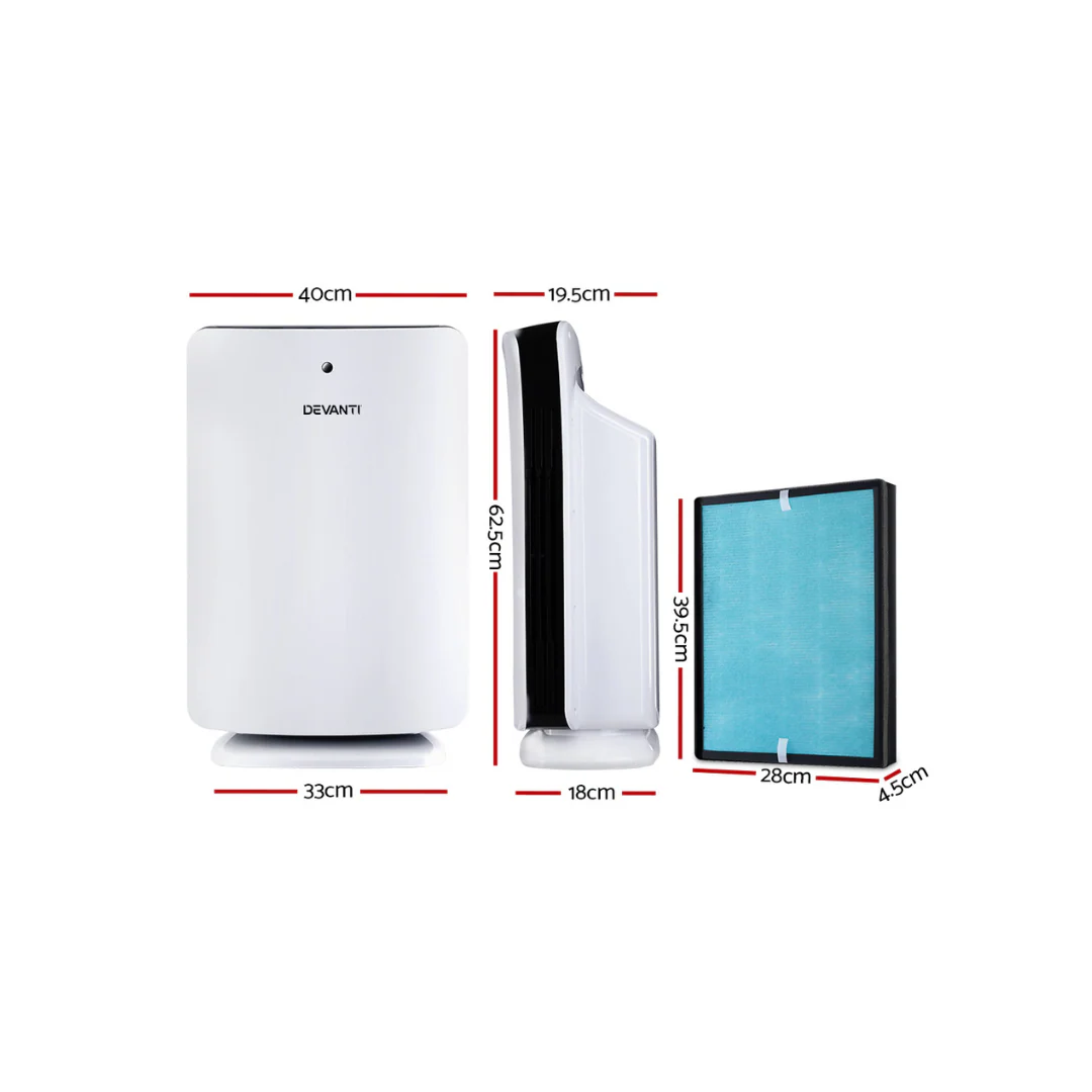 Devanti Air Purifier Freshener Carbon HEPA Filter Home Office Odour Cleaner - Image 3