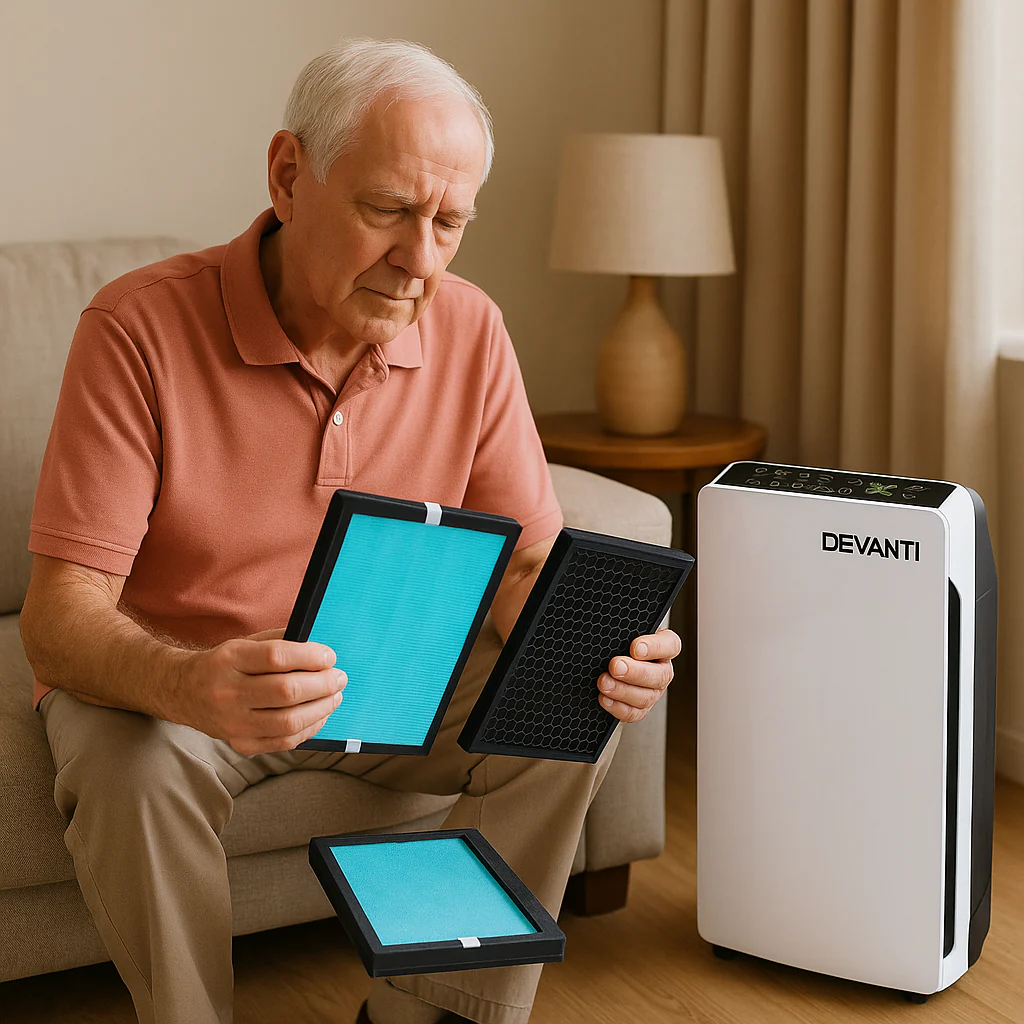 Devanti Air Purifier Home Purifiers HEPA Filter Odour Virus Smoke PM2.5 Remover - Image 10