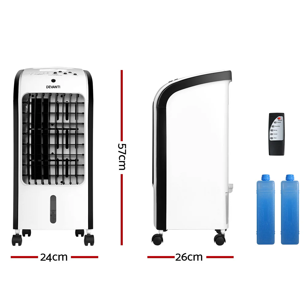 Devanti Evaporative Air Cooler Conditioner Portable 4L Cooling Fan Humidifier - Image 3