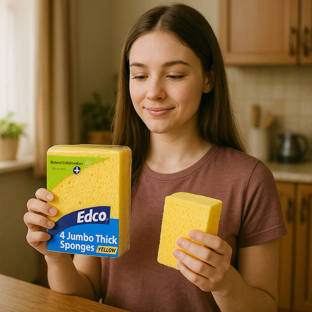 Edco Jumbo Sponge 4 Pack - Yellow - Image 2