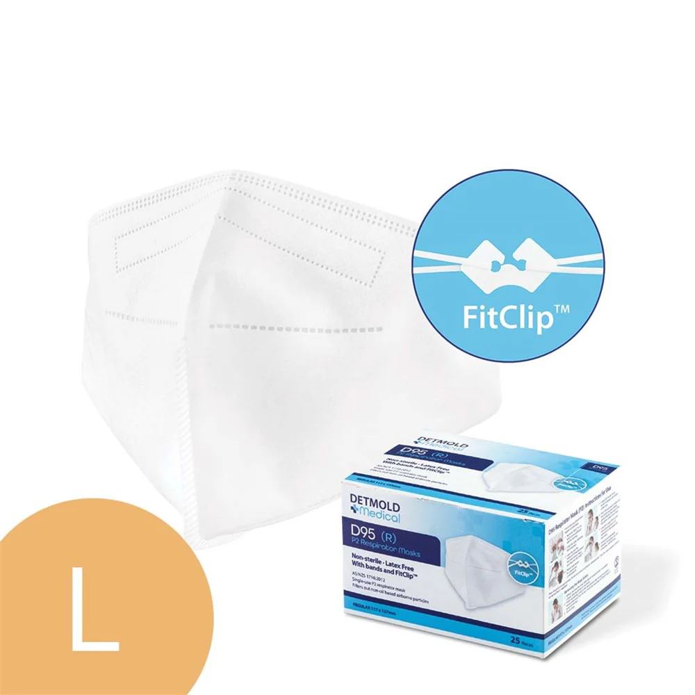 Face Mask D95 P2 Respirator w FitClip Detmold Large