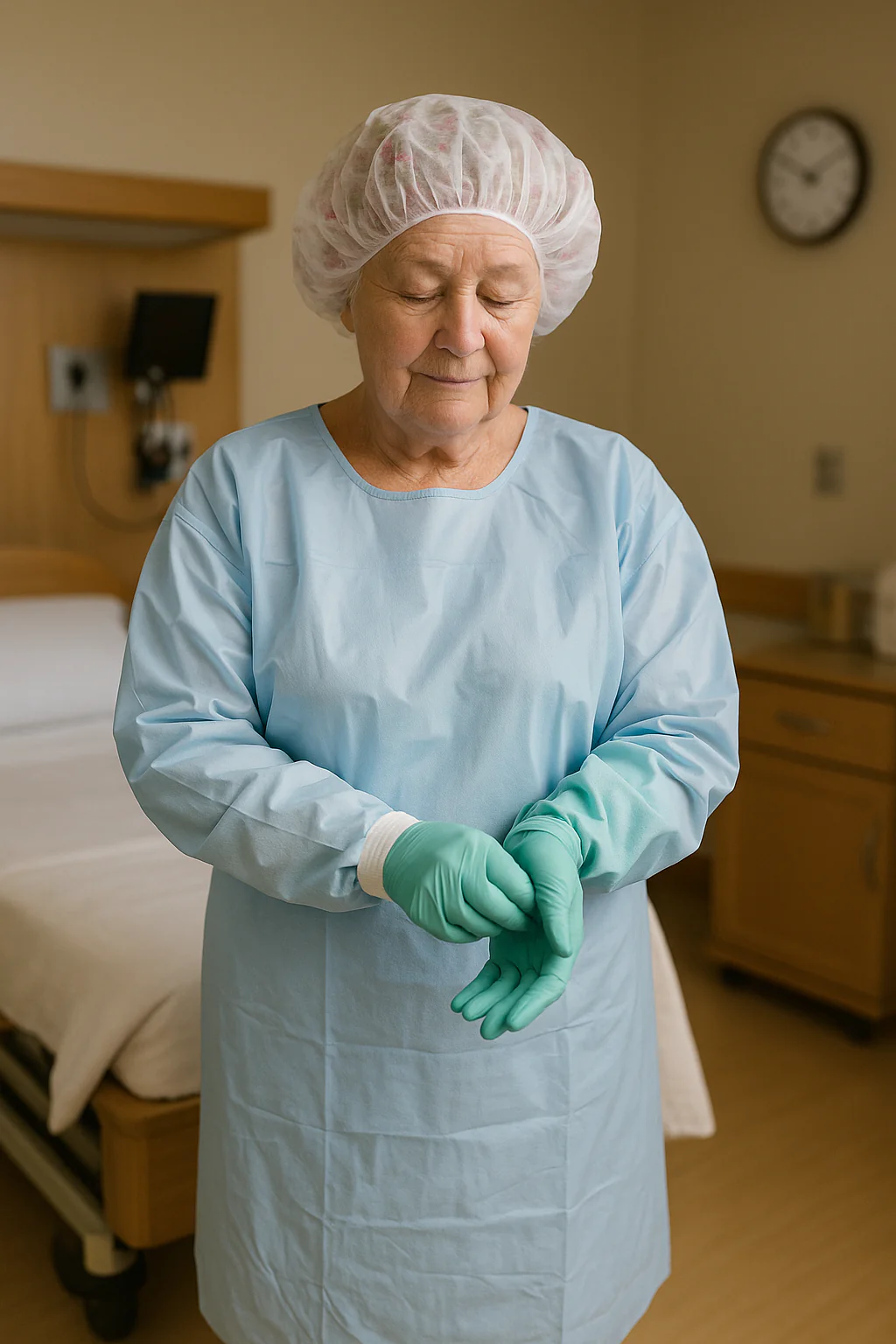 Gown Thumbs Up Isolation Large Blue Medline - Image 2