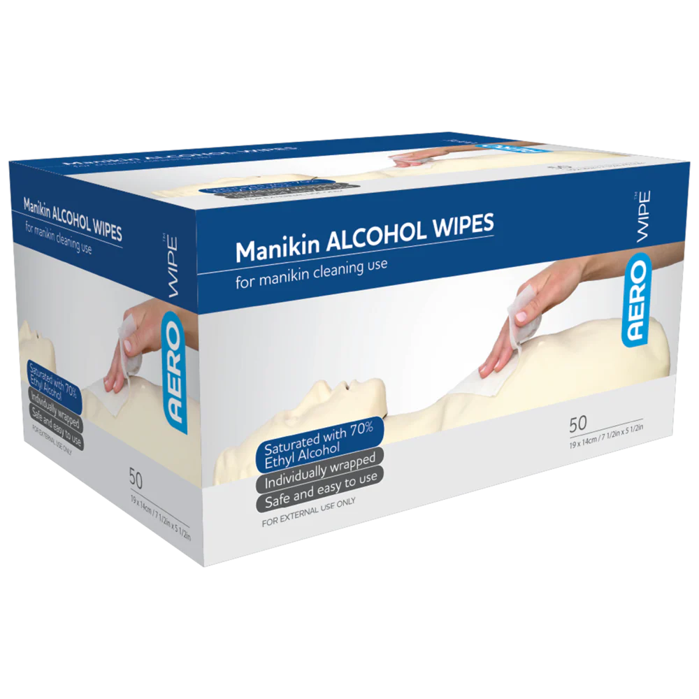 AEROWIPE 70% Ethyl Alcohol Manikin Swab 19 x 14cm Box/50