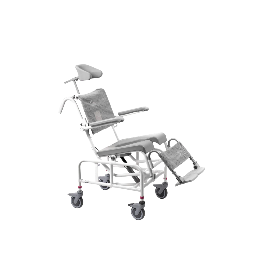 Tilt-in-Space Mobile Shower & Toilet Commode Chair – Height Adjustable, 140kg Capacity - Image 3