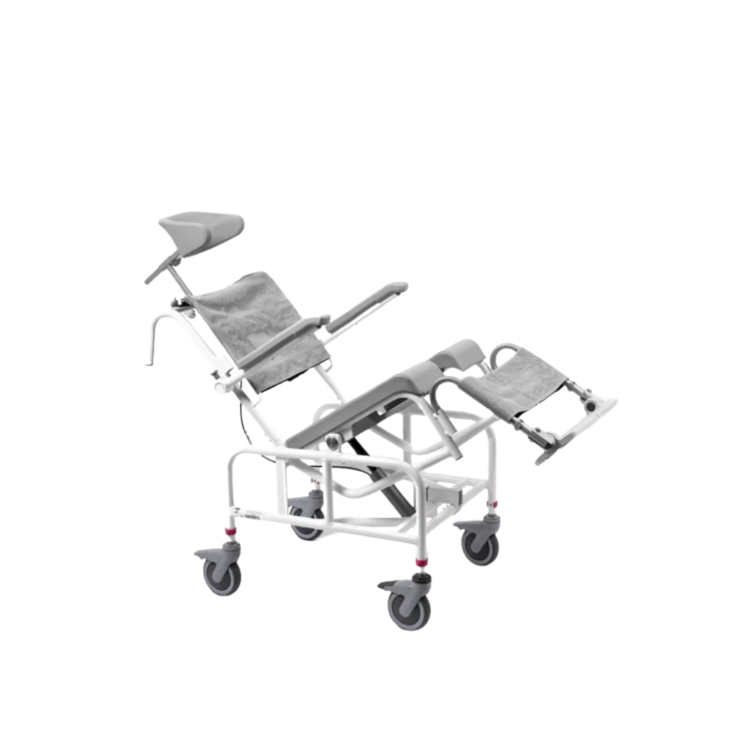 Tilt-in-Space Mobile Shower & Toilet Commode Chair – Height Adjustable, 140kg Capacity - Image 4