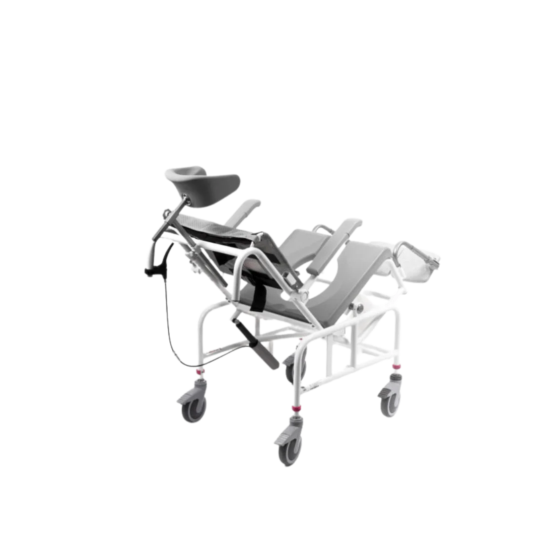Tilt-in-Space Mobile Shower & Toilet Commode Chair – Height Adjustable, 140kg Capacity - Image 7