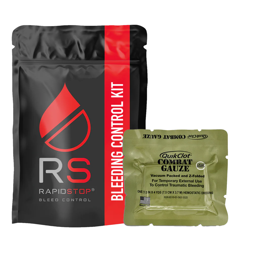 RAPIDSTOP Bleeding Control Kits - Small, Plastic Pouch - Combat Gauze