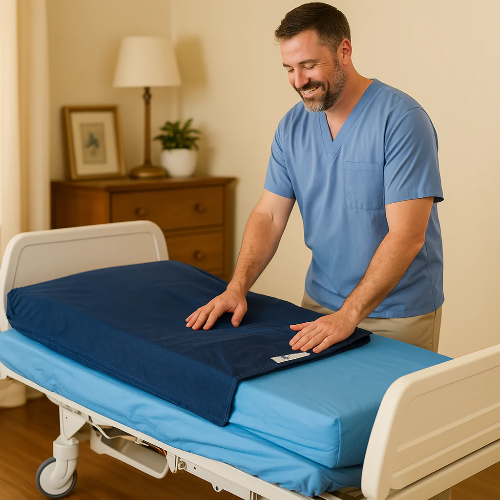 Sheet Single Bed Disposable Fitted 210 x 90cm L/Blue C100 - Image 2